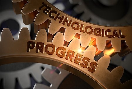 simsearch:400-08508160,k - Technological Progress on Mechanism of Golden Cog Gears. Technological Progress on the Golden Gears. 3D Rendering. Stockbilder - Microstock & Abonnement, Bildnummer: 400-09133716