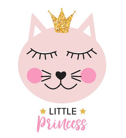 Little Cute Cat Princess Vector Illustration EPS10 Stock Photo - Budget Royalty-Free & Subscription, Code: 400-09133725