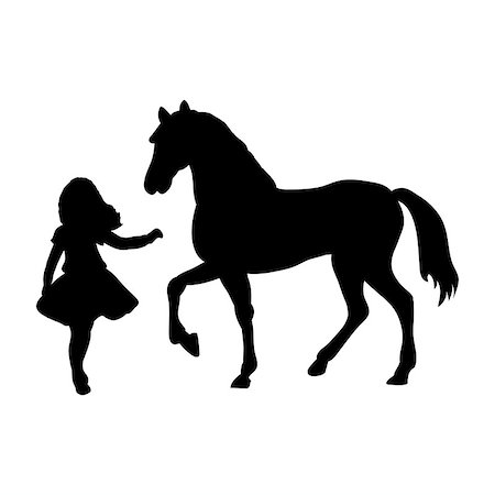 simsearch:400-07168060,k - Silhouette girl wants touch horse. Vector illustration Stock Photo - Budget Royalty-Free & Subscription, Code: 400-09133765