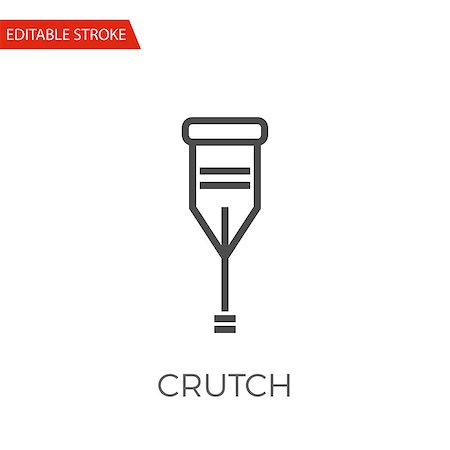 simsearch:400-04422230,k - Crutch Thin Line Vector Icon. Flat Icon Isolated on the White Background. Editable Stroke EPS file. Vector illustration. Stock Photo - Budget Royalty-Free & Subscription, Code: 400-09133813