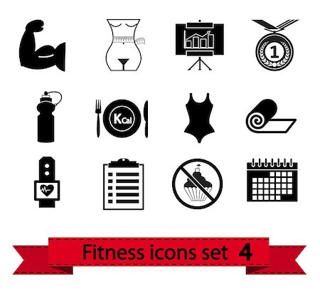 simsearch:400-07976328,k - Professional fitness icons for your website. Vector illustration. Foto de stock - Royalty-Free Super Valor e Assinatura, Número: 400-09133822