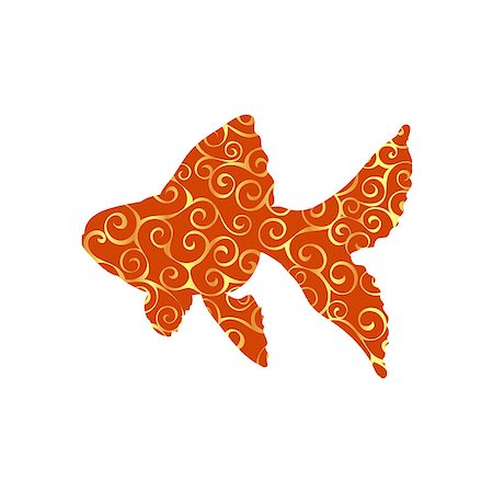 Goldfish fish spiral pattern color silhouette aquatic animal. Vector Illustrator. Foto de stock - Royalty-Free Super Valor e Assinatura, Número: 400-09133882