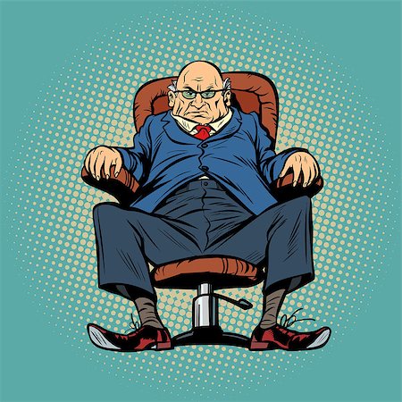 simsearch:400-04485729,k - Old boss in the chair. Comic cartoon pop art retro vector vintage illustration Stock Photo - Budget Royalty-Free & Subscription, Code: 400-09133909