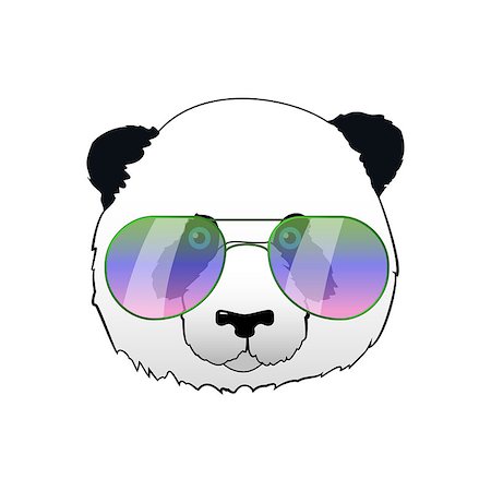 drawn baby - Hand drawn panda in sun glasses. Hipster vector panda bear illustration. Portrait with mirror sunglasses. Cool funny print for t-shirt or card. Stock Photo - Budget Royalty-Free & Subscription, Code: 400-09133930