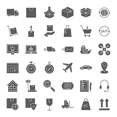 simsearch:400-08499668,k - Delivery Solid Web Icons. Vector Set of Logistics Glyphs. Stock Photo - Budget Royalty-Free & Subscription, Code: 400-09133945