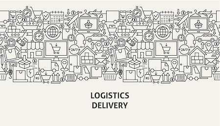 simsearch:400-08499668,k - Logistics Delivery Banner Concept. Vector Illustration of Line Web Design. Stock Photo - Budget Royalty-Free & Subscription, Code: 400-09133948