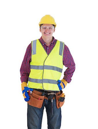 Young smiling construction worker isolated on white background Stock Photo - Budget Royalty-Free & Subscription, Code: 400-09140350