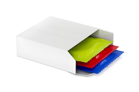 White cardboard box with three condoms on white background Photographie de stock - Aubaine LD & Abonnement, Code: 400-09140748