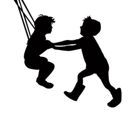 children on swing, silhouette vector Stock Photo - Budget Royalty-Free & Subscription, Code: 400-09141064