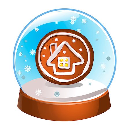 simsearch:400-05307881,k - Snow globe with a winter house inside isolated on white background. Christmas magic ball. Snowglobe vector illustration. Winter in glass ball, crystal dome icon Stock Photo - Budget Royalty-Free & Subscription, Code: 400-09141157