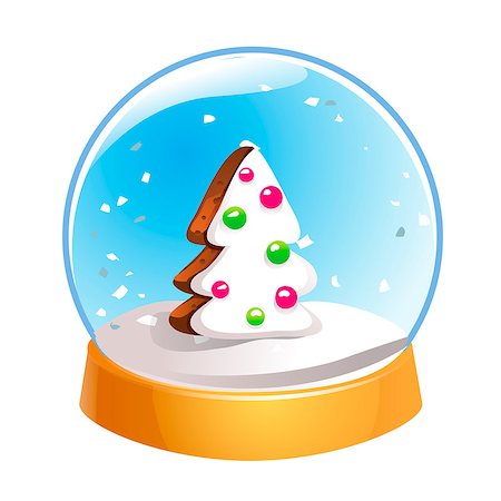 simsearch:400-05307881,k - Snow globe with Christmas fir tree inside isolated on white background. Christmas magic ball. Snowglobe vector illustration. Winter in glass ball, crystal dome icon Stock Photo - Budget Royalty-Free & Subscription, Code: 400-09141158