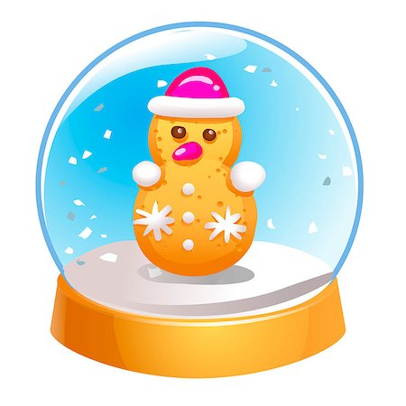 simsearch:400-05307881,k - Snow globe with snowman inside isolated on white background. Christmas magic ball. Snowglobe vector illustration. Winter in glass ball, crystal dome icon. Stock Photo - Budget Royalty-Free & Subscription, Code: 400-09141159