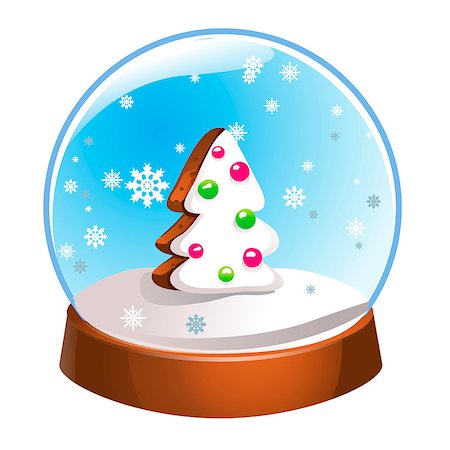 simsearch:400-05307881,k - Snow globe with Christmas fir tree inside isolated on white background. Christmas magic ball. Snowglobe vector illustration. Winter in glass ball, crystal dome icon Stock Photo - Budget Royalty-Free & Subscription, Code: 400-09141162