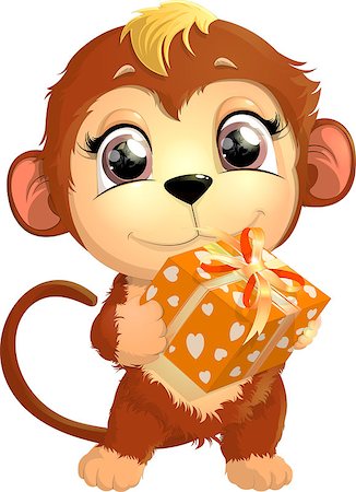 simsearch:400-09085104,k - beautiful cute monkey painted on a white background Stockbilder - Microstock & Abonnement, Bildnummer: 400-09141361