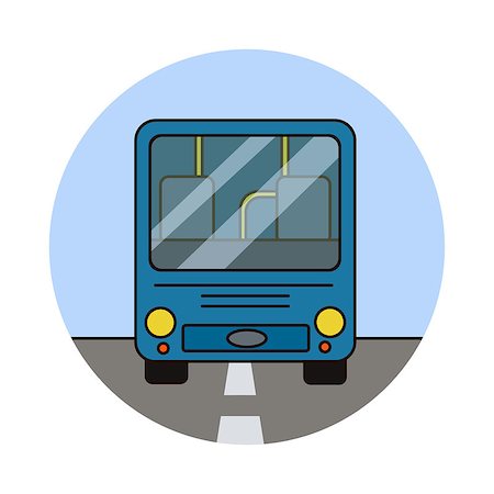 fakes_designer (artist) - city bus riding, front view vector cartoon line illustration Stockbilder - Microstock & Abonnement, Bildnummer: 400-09141424