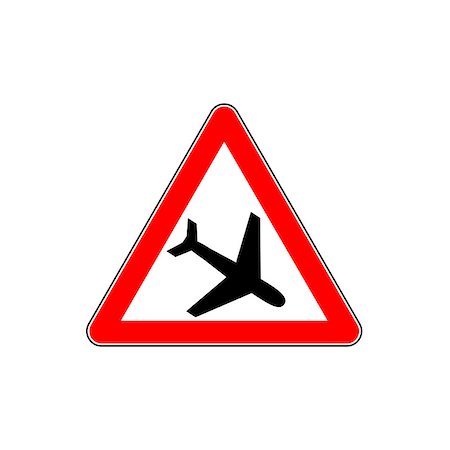 simsearch:400-07933124,k - Low flying Aircraft on White Background. Warning vector road sign. Stock Photo - Budget Royalty-Free & Subscription, Code: 400-09141540
