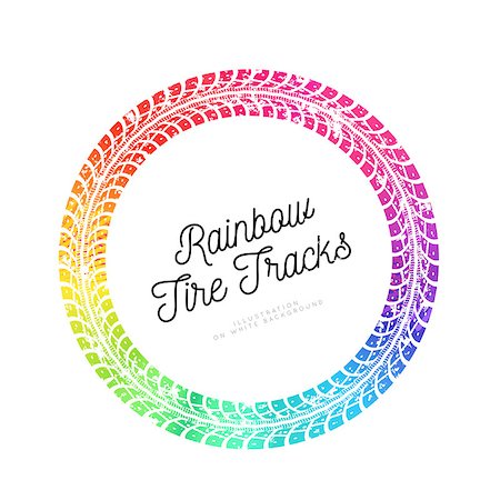 Colorful Tire tracks. Vector illustration on white background Stock Photo - Budget Royalty-Free & Subscription, Code: 400-09141543