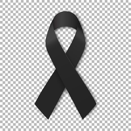 Black mourning ribbon on transparent background. Vector illustration. Stockbilder - Microstock & Abonnement, Bildnummer: 400-09141615