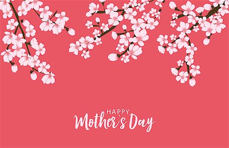 simsearch:400-09113924,k - Happy Mother's day greeting card with Sakura flowers background. Vector Illustration EPS10 Photographie de stock - Aubaine LD & Abonnement, Code: 400-09141637