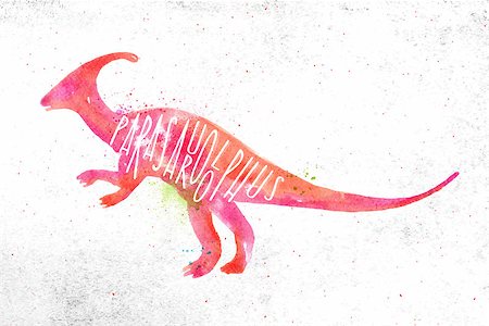 simsearch:400-08161528,k - Dynosaur poster lettering parasaurolophus drawing with color, vivid paint on dirty paper background. Foto de stock - Royalty-Free Super Valor e Assinatura, Número: 400-09141642