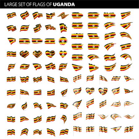 Uganda flag, vector illustration on a white background. Big set Photographie de stock - Aubaine LD & Abonnement, Code: 400-09141703