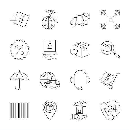 simsearch:400-08499668,k - Delivery and logistics icons set. Vector logistics line style symbols collection. Editable Stroke. EPS 10 Stock Photo - Budget Royalty-Free & Subscription, Code: 400-09141773