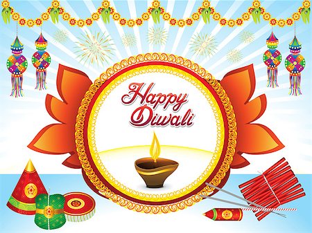 divine lamp light - abstract artistic creative deepawali background vector illustration Stock Photo - Budget Royalty-Free & Subscription, Code: 400-09141865