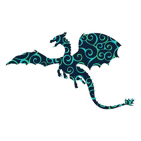 simsearch:400-05371856,k - Dragon fantastic pattern silhouette symbol mythology fantasy.  Vector illustration. Stock Photo - Budget Royalty-Free & Subscription, Code: 400-09141886