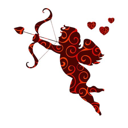 simsearch:400-07955839,k - Cupid love pattern silhouette ancient mythology fantasy. Vector illustration. Stockbilder - Microstock & Abonnement, Bildnummer: 400-09141897