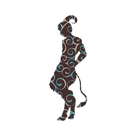 Satyr Faun pattern silhouette ancient mythology fantasy. Vector illustration. Stock Photo - Budget Royalty-Free & Subscription, Code: 400-09141900