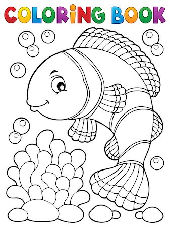 Coloring book clownfish topic 1 - eps10 vector illustration. Stock Photo - Budget Royalty-Free & Subscription, Code: 400-09142004