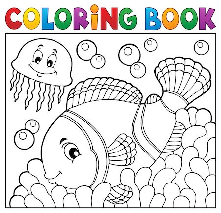Coloring book clownfish topic 2 - eps10 vector illustration. Stock Photo - Budget Royalty-Free & Subscription, Code: 400-09142005