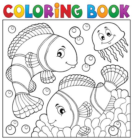 Coloring book clownfish topic 3 - eps10 vector illustration. Stock Photo - Budget Royalty-Free & Subscription, Code: 400-09142006