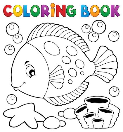 seastar colouring pictures - Coloring book with fish theme 7 - eps10 vector illustration. Foto de stock - Super Valor sin royalties y Suscripción, Código: 400-09142008