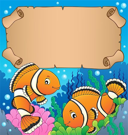 Small parchment with clownfish theme - eps10 vector illustration. Foto de stock - Super Valor sin royalties y Suscripción, Código: 400-09142038