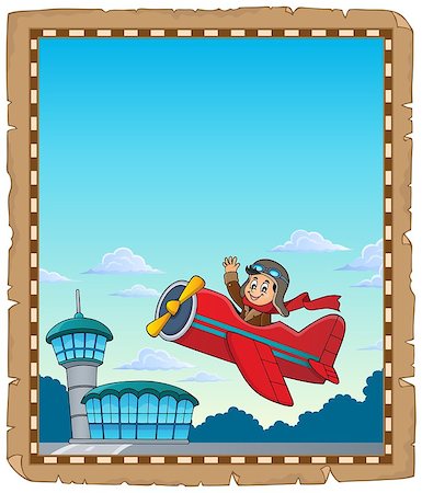 pilots with scarves - Parchment with retro airplane theme 1 - eps10 vector illustration. Stock Photo - Budget Royalty-Free & Subscription, Code: 400-09142032
