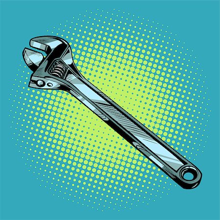 simsearch:400-08550951,k - Adjustable wrench tool. Pop art retro vector illustration comic cartoon kitsch drawing Foto de stock - Super Valor sin royalties y Suscripción, Código: 400-09142050