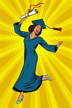 simsearch:400-07478559,k - African woman College University graduate. Pop art retro vector illustration comic cartoon kitsch drawing Foto de stock - Super Valor sin royalties y Suscripción, Código: 400-09142065