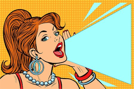 screaming retro woman - Woman announcing discount. Lady shouts protests. Pop art retro vector illustration comic cartoon kitsch vintage drawing Stock Photo - Budget Royalty-Free & Subscription, Code: 400-09142076