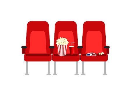 simsearch:400-09091954,k - Cinema seats in a movie with popcorn, drinks and glasses. Flat vector cartoon Cinema seats illustration. Movie cinema premiere poster concept design. Show time Stock Photo - Budget Royalty-Free & Subscription, Code: 400-09142180