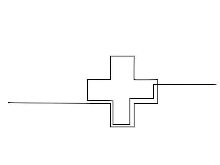 signo de sumar - Medical health care cross. Continuous line drawing. Vector illustration Foto de stock - Super Valor sin royalties y Suscripción, Código: 400-09142195