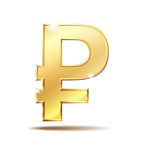 simsearch:400-05298747,k - Golden symbol of russian ruble isolated on white background. Financial, business and investment concept. Vector illustration Fotografie stock - Microstock e Abbonamento, Codice: 400-09142324