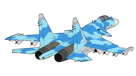 simsearch:400-04270337,k - Flight of the newest russian jet fighter aircraft. Technichal draw. Isolated on white background. Foto de stock - Super Valor sin royalties y Suscripción, Código: 400-09142338