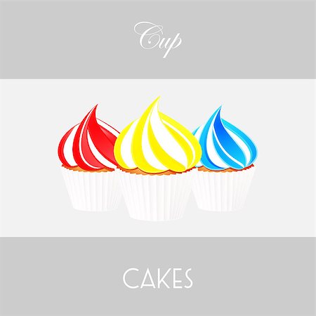 Trio Of Cupcakes Strawberry and Cream Lemon and Cream and Blueberry and Cream Over White Panel with Decorative Text Photographie de stock - Aubaine LD & Abonnement, Code: 400-09142439