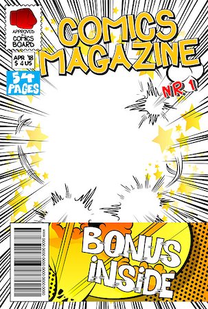 Editable comic book cover with abstract explosion background. Photographie de stock - Aubaine LD & Abonnement, Code: 400-09142527