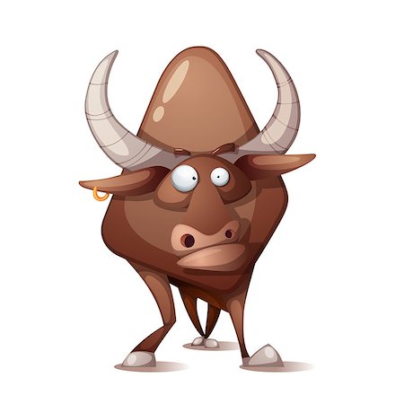 Funny, cute, crazy cartoon bull Vector eps 10 Stock Photo - Budget Royalty-Free & Subscription, Code: 400-09142553