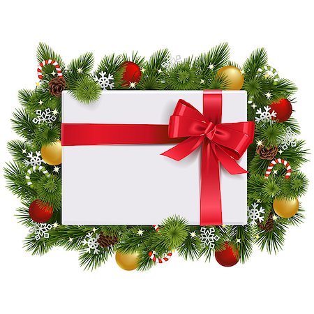 simsearch:400-09142612,k - Vector Christmas Fir Branches with Gift isolated on white background Stockbilder - Microstock & Abonnement, Bildnummer: 400-09142595