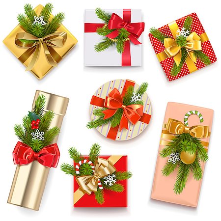 simsearch:400-09142612,k - Vector Christmas Gift Boxes isolated on white background Stockbilder - Microstock & Abonnement, Bildnummer: 400-09142597
