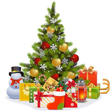 simsearch:400-09065552,k - Vector Christmas Tree with Garland isolated on white background Photographie de stock - Aubaine LD & Abonnement, Code: 400-09142598