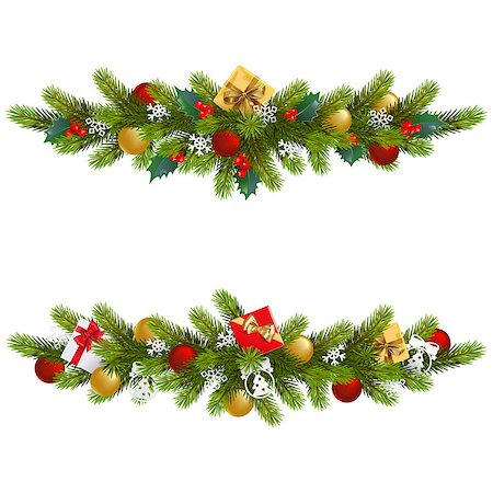 simsearch:400-09065552,k - Vector Christmas Fir Decoration isolated on white background Photographie de stock - Aubaine LD & Abonnement, Code: 400-09142611